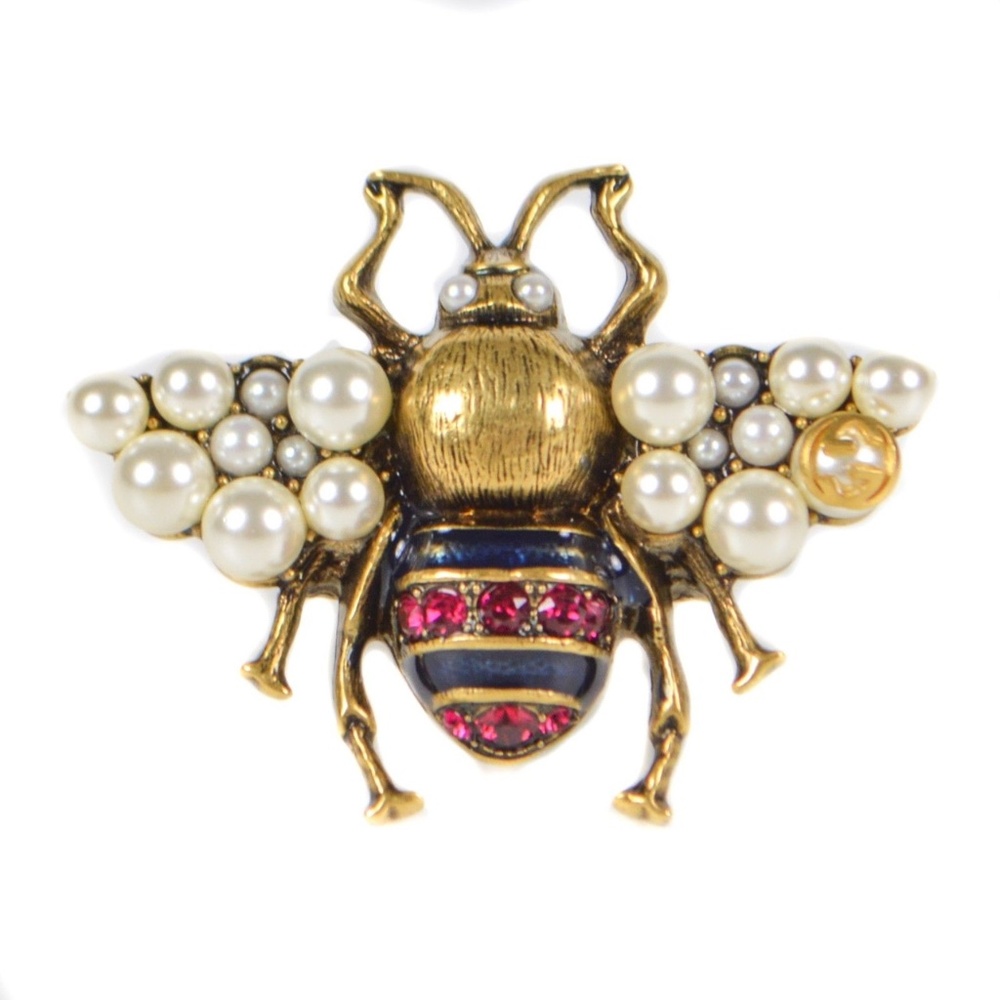 Brand New Gucci Bee ring pearls and crystals